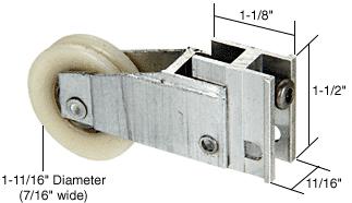 CRL Sliding Glass Door Roller with 1-11/16" Nylon Wheel 11/16" Wide Housing for Daryl & Plaza Doors
