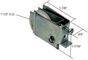 CRL Sliding Glass Door Roller with 1-1/2 Nylon Wheel 3/4" Wide for Lumidor & C.E. Stanley Doors