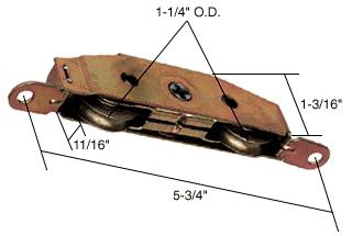 CRL 1-1/4" Tandem Steel B.B. Roller Assembly 11/16" Wide Housing