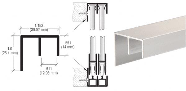 CRL Satin Anodized Surface Mount Double Channel Extrusion - 12 ft Long