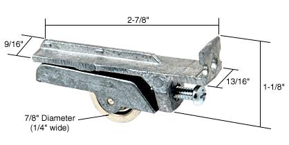 CRL Sliding Glass Door Roller with 7/8" Steel Wheel 13/16" Wide Housing