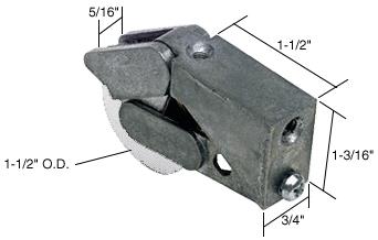 Sliding Glass Patio Door Roller for Fleetwood & Fullview Doors, 1-1/2 Nylon Wheel, 3/4" Wide Housing
