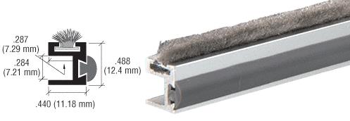 CRL Satin Anodized 1/2" Wide Dust Proof Bumper and Wiper (Rail) - 12 ft long