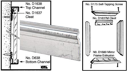 CRL Mirror Mount System Cleat- Mill - 12 ft Long