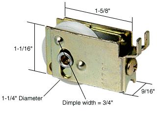 Sliding Glass Door Roller with 1-1/4" Nylon Wheel 9/16" Wide Housing for Ador/HiLite Doors