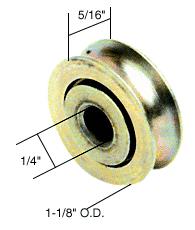 CRL 1-1/8" Diameter Stainless Steel Ball Bearing Replacement Roller 5/16" Wide - Package