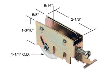 CRL Sliding Glass Door Roller with 1-1/4" Nylon Wheel 5/8" Wide Housing for International Doors