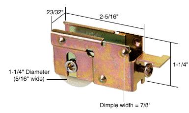 CRL Sliding Glass Door Roller with 1-1/4" Nylon Wheel 23/32" Wide Housing
