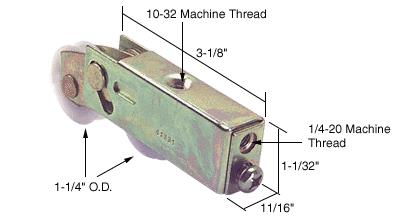 CRL Sliding Glass Door Roller with 1-1/4" Tandem Nylon Wheels; 11/16" Wide Housing