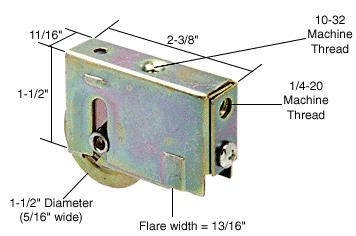 CRL Sliding Glass Door Roller with 1-1/2 Steel Wheel 11/16" Wide Housing