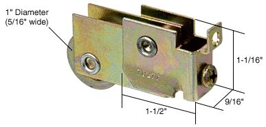 CRL CRL Sliding Glass Door Roller with 1" Steel Wheel 9/16" Wide Housing - Package