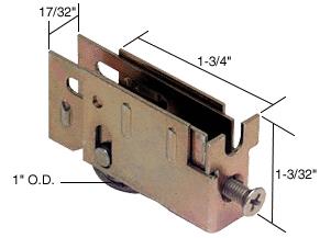 CRL Sliding Glass Door Roller with Flat 1" Steel Wheel 17/32" Wide Housing for Capitol Doors