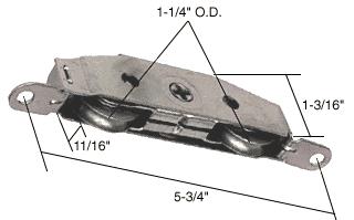 CRL Sliding Glass Door Roller with 1-1/4" Tandem Stainless Steel Wheels; 11/16" Wide Housing