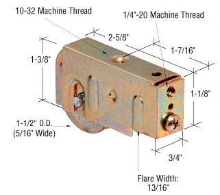CRL 1-1/2" Stainless Steel Ball Bearing Sliding Glass Door Roller with 3/4" Wide Housing for Keller Doors - Package
