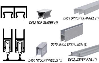 CRL 36" Satin Anodized Economy Low Profile Pre-Cut Showcase Sliding Track Assembly D603 Upper & D602 Lower Track with Nylon Wheels