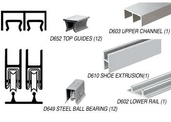 CRL Bright Anodized Economy Low Profile Showcase Sliding Track Assembly D603 Upper & D602 Lower Track with Steel B.B. Wheels - 12 ft Long