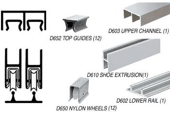CRL Bright Anodized Economy Low Profile Showcase Sliding Track Assembly D603 Upper & D602 Lower Track with Nylon Wheels - 12 ft Long
