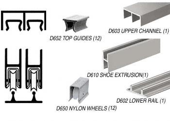 CRL Brushed Nickel Track Assembly D603 Upper and D602 Lower Track with Nylon Wheels - 12 ft Long