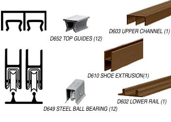 CRL Duranodic Bronze Economy Low Profile Showcase Sliding Track Assembly D603 Upper & D602 Lower Track with Steel B.B. Wheels - 12 ft Long