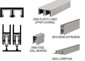 CRL Brushed Nickel Track Assembly D609 Upper and D602 Lower Track With Steel Ball-Bearing Wheels