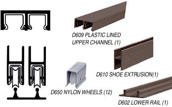 CRL Duranodic Bronze Economy Low Profile Showcase Sliding Track Assembly D609 Upper & D602 Lower Track with Nylon Wheels - 12 ft Long