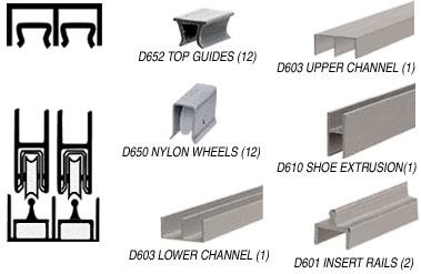 CRL Brushed Nickel Deluxe Packaged Track Assembly D603 Upper and D601 Rail With Nylon Wheels - 36 in long