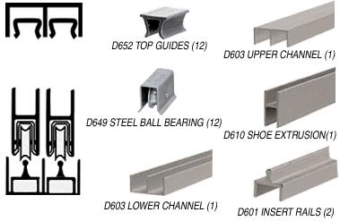 CRL Brushed Nickel Deluxe Track Assembly D603 Upper and D601 Rail with Steel B.B. Wheels - 12 ft Long