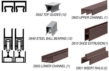 CRL Duranodic Bronze Deluxe Showcase Sliding Track Assembly D603 Upper & D601 Rail with Steel B.B. Wheels - 12 ft Long
