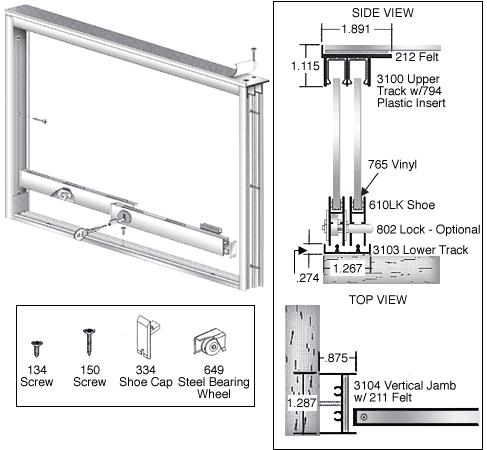 CRL Satin Anodized Wood End Showcase Track Assembly with Flat Rear Track