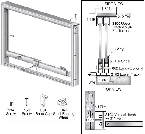 CRL Bright Anodized Wood End Showcase Track Assembly with Flat Rear Track