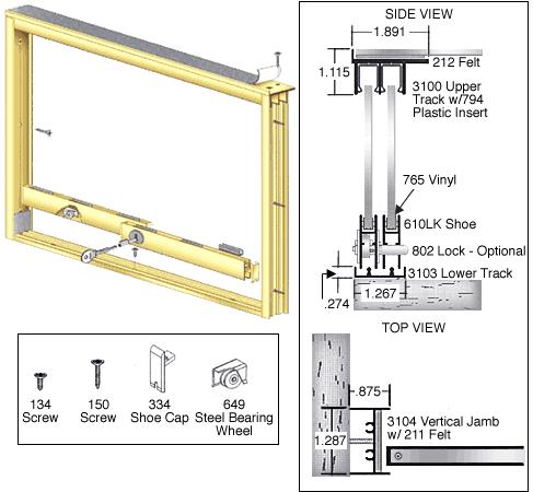 CRL Bright Gold Anodized Wood End Showcase Track Assembly with Flat Rear Track