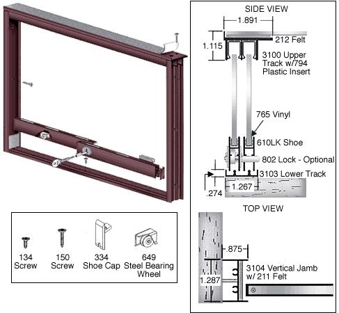 CRL Duranodic Bronze Wood End Showcase Track Assembly with Flat Rear Track