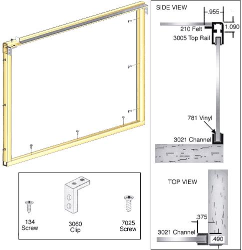 CRL Bright Gold Anodized Wood End Showcase Radius Profile Front Assembly
