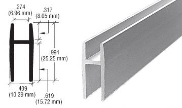 CRL Satin Anodized Aluminum D5610  "H" Bar - 12 ft long