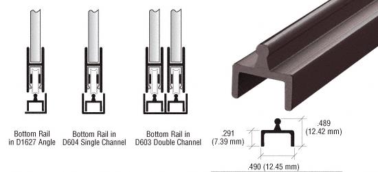 CRL Duranodic Bronze Aluminum Single Bottom Rail - 12 ft long