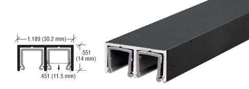 CRL Flat Black Aluminum Plastic Lined Double Upper Channel - 12 ft long