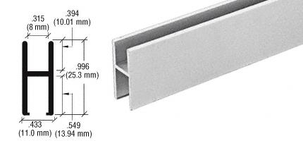 CRL Satin Anodized Aluminum "H" Bar (Shoe) for Use On All CRL Track Assemblies - 12 ft Long
