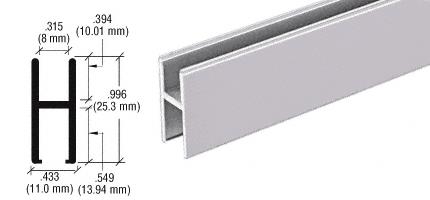CRL Bright Anodized Aluminum "H" Bar (Shoe) for Use On All CRL Track Assemblies - 12 ft long