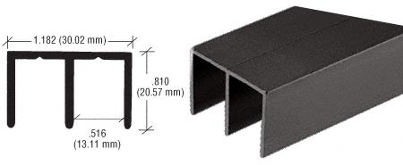 CRL Flat Black Extra Depth Aluminum Upper Channel - 12 ft long