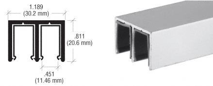 CRL Satin Anodized Plastic Lined Upper Channel - Height 13/16" - 12 ft long
