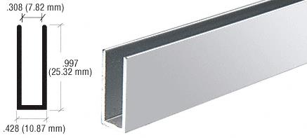 CRL Brite Anodized 1/4" Single Channel With 1" High Wall - 12 ft Long