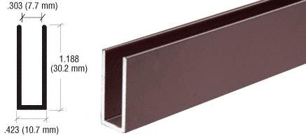 CRL Duranodic Bronze Aluminum Channel Extrusion with 1-3/16" High Walls - 12 ft Long