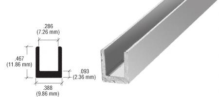 CRL Bright Anodized 1/4" Single Aluminum Channel - 12 Ft Long