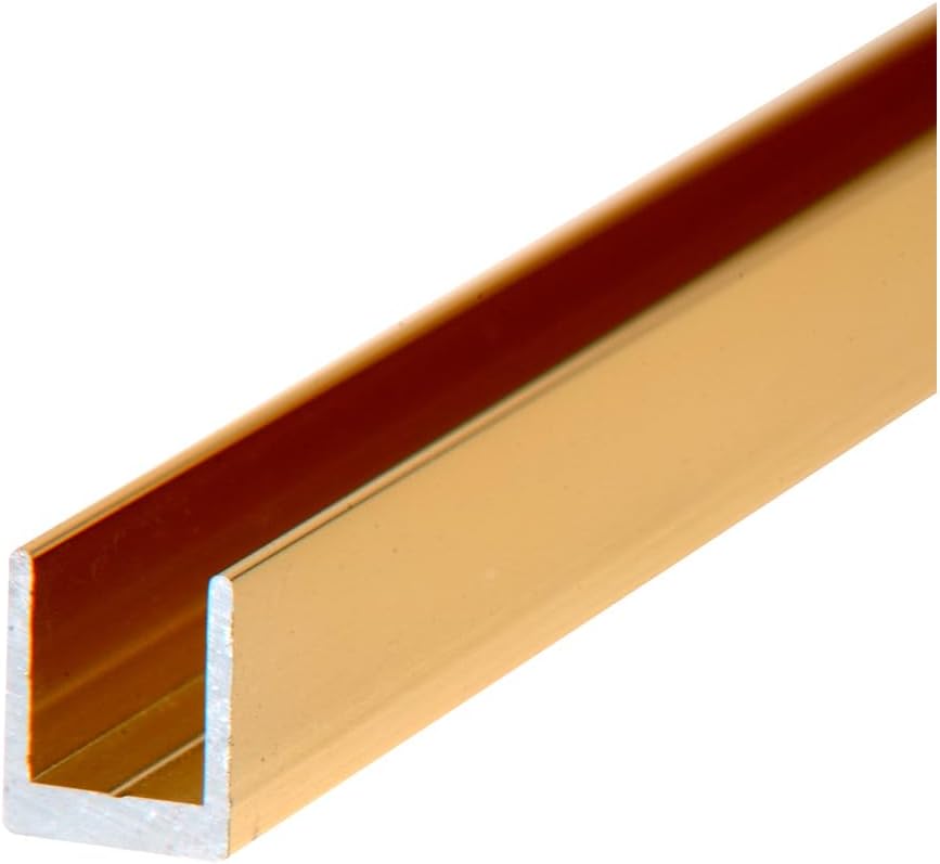 CRL Bright Gold Anodized 1/4" Single Aluminum Channel - 12 Ft Long