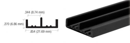 CRL Black Lower Plastic Track for 1/4" Panels - 12 ft long