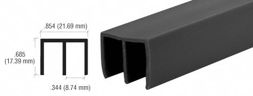 CRL Black Upper Plastic Track for 1/4" Panels - 12 ft long