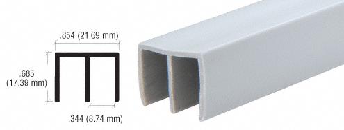 CRL Gray Upper Plastic Track for 1/4" Panels - 12 ft long