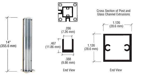 CRL Satin Anodized 14" Corner Standard Partition Post