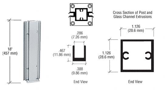 CRL Satin Anodized 18" 45&#186; Center Standard Partition Post