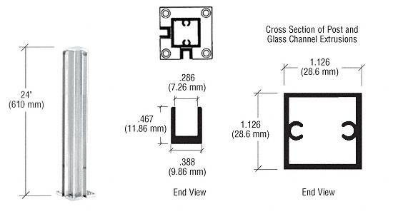 CRL Satin Anodized 24" Corner Standard Partition Post